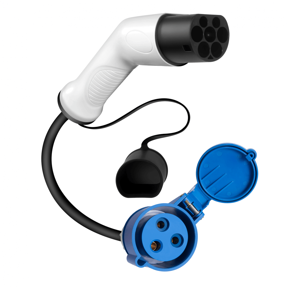 Type 2 connector plug from the station to the 7kW plug tip , charging 16A, 3.3 kW