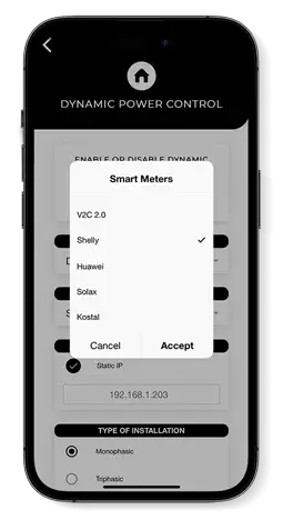 V2C Trydan charging station 22kW with display, 3 phase, Type 2 cable (5m), dynamic balancing