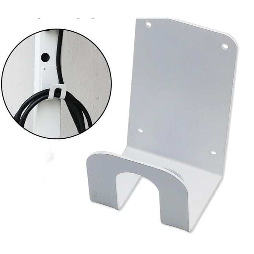 White metal charging cable holder