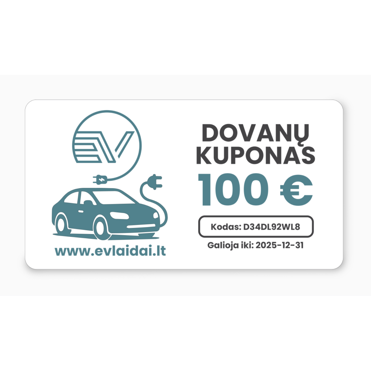 evchargershop Charger accessories Gift Voucher 100 Eur
