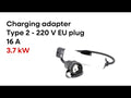 Type 2 connector plug from charging station to household 220V - 16A plug