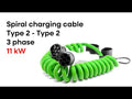 Spiral charging cable Type 2 - Type 2 (32A 3 Phases 22 kW)