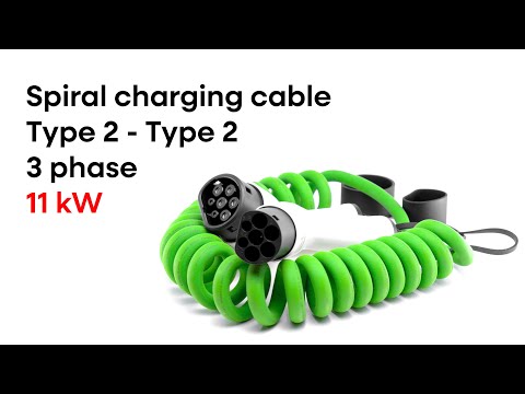 Spiral charging cable Type 2 - Type 2 (32A 3 Phases 22 kW)