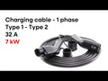Charging cable Type 1 - Type 2 ( 32A, 1 phase, 7KW )