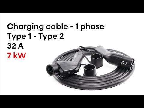 Charging cable Type 1 - Type 2 ( 32A, 1 phase, 7KW )