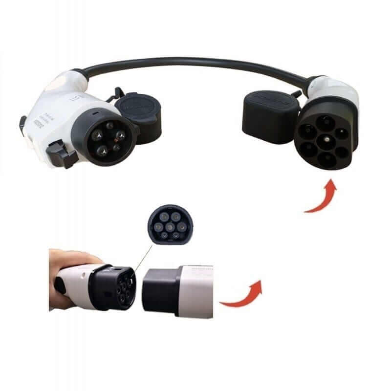 Type 1 - Type 2 adapter with cable, 32A (for cars with Type 1 connector)