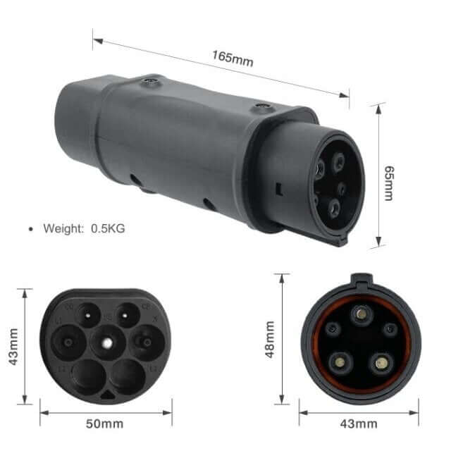 Type 1 - Type 2 adapter without cable, 32A