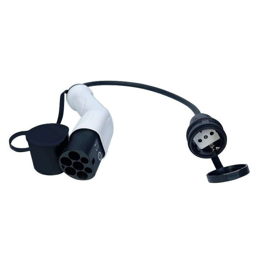 Type 2 connector plug from charging station to household 220V - 16A plug